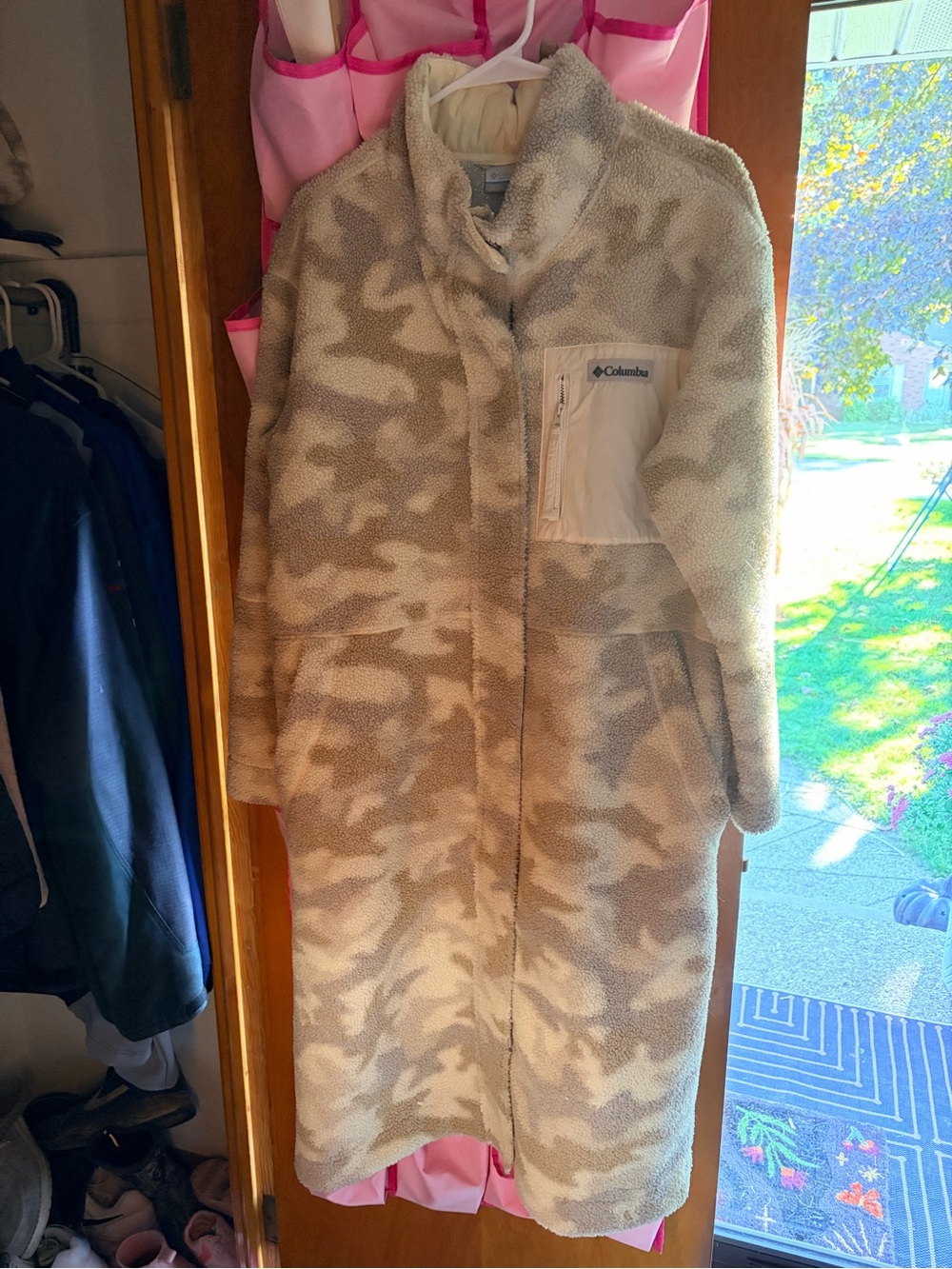 Columbia Cream & Beige Camo Sherpa Pea Coat